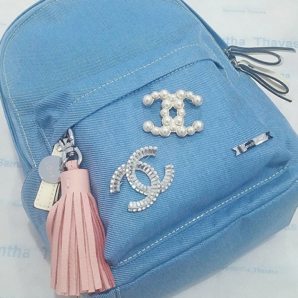 Pink leather love tassel key bag charm - Picture 2 of 2